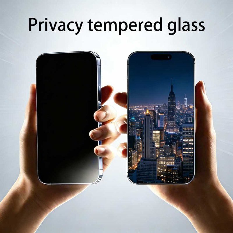 pj4-iphone-17-pro-max-privacy-screen-protector-comparison privacy screen protector for iPhone 17 Pro Max shown from front and side views