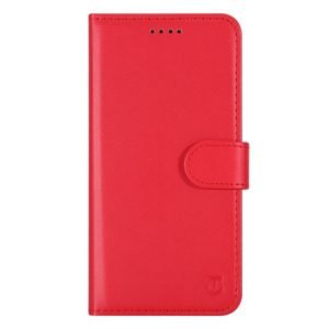 Custom red leather wallet case for Google Pixel 10a front view