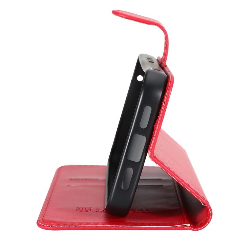 Red leather wallet case for Google Pixel 10a with stand function