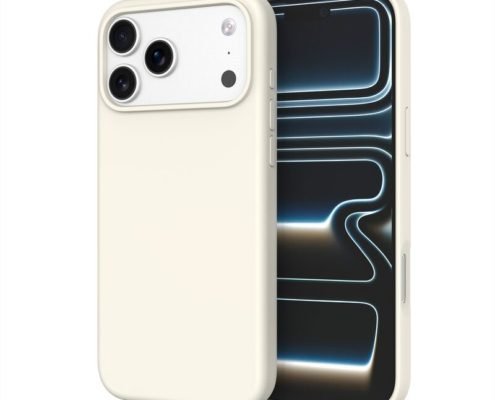 sj12-1-1-iphone-17-pro-max Custom Cream silicone phone case for iPhone 17 Pro Max shown from front and back