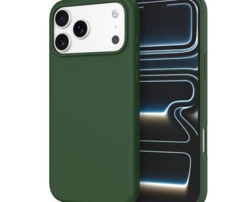 sj12-14-1-iphone-17-pro-max Custom Forest Green silicone phone case for iPhone 17 Pro Max shown from front and back