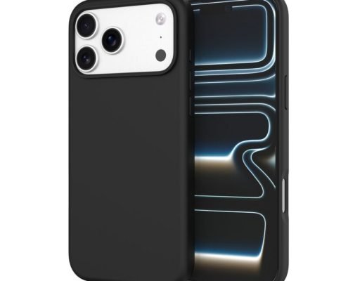 sj12-15-1-iphone-17-pro-max Custom Black silicone phone case for iPhone 17 Pro Max shown from front and back