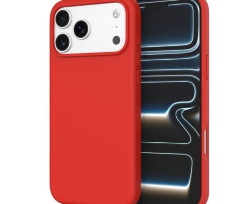 sj12-17-1-iphone-17-pro-max Custom Red silicone phone case for iPhone 17 Pro Max shown from front and back