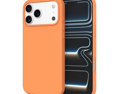 sj12-18-1-iphone-17-pro-max Custom Orange silicone phone case for iPhone 17 Pro Max shown from front and back
