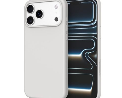sj12-3-1-iphone-17-pro-max Custom Light Gray silicone phone case for iPhone 17 Pro Max shown from front and back