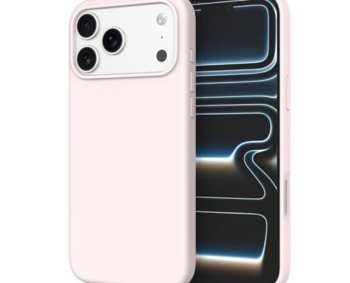 sj12-7-1-iphone-17-pro-max Custom Blush Pink silicone phone case for iPhone 17 Pro Max shown from front and back