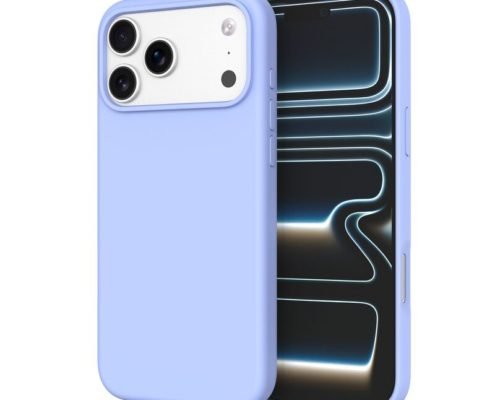 sj12-9-1-iphone-17-pro-max Custom Lavender Blue silicone phone case for iPhone 17 Pro Max shown from front and back