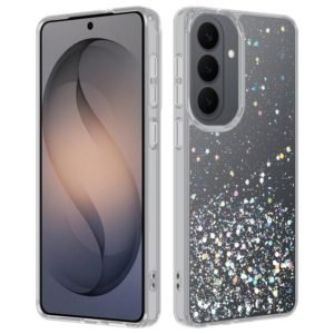 sj13-1-1-custom-clear-glitter-phone-case-for-samsung-galaxy-s26-plus-front-back-view Custom clear glitter phone case for Samsung Galaxy S26 Plus shown from front and back
