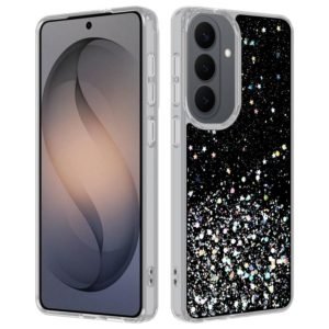 sj13-2-1-custom-black-glitter-phone-case-for-samsung-galaxy-s26-plus-front-back-view Custom black glitter phone case for Samsung Galaxy S26 Plus shown from front and back