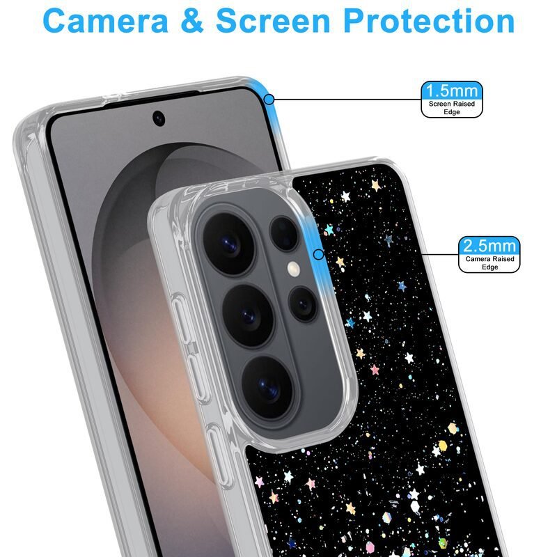 sj14-2-2-custom-black-glitter-phone-case-for-samsung-galaxy-s26-ultra-camera-screen-protection Black glitter case for Samsung Galaxy S26 Ultra with raised camera and screen protection