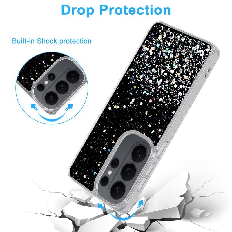 sj14-2-3-custom-black-glitter-phone-case-for-samsung-galaxy-s26-ultra-shockproof-design Shockproof black glitter phone case for Samsung Galaxy S26 Ultra with impact protection