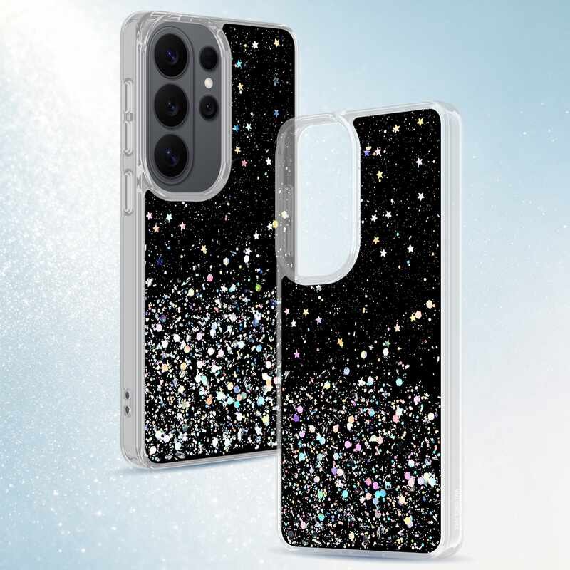sj14-2-4-custom-black-glitter-phone-case-for-samsung-galaxy-s26-ultra-color-options Black and clear glitter phone case options for Samsung Galaxy S26 Ultra