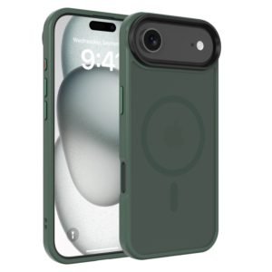 Custom forest green magnetic matte phone case for iPhone Air, front and back view
