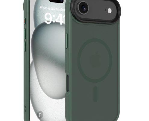 Custom forest green magnetic matte phone case for iPhone Air, front and back view