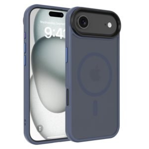 Custom slate blue magnetic matte phone case for iPhone Air, front and back view