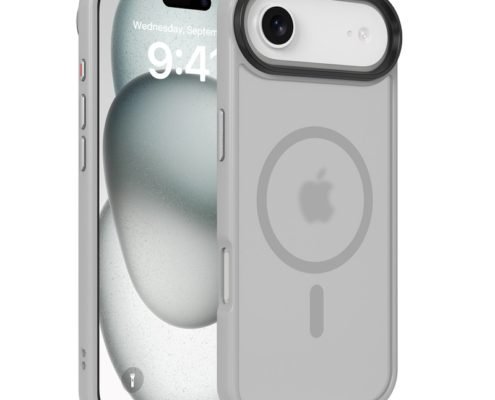 Custom silver gray magnetic matte phone case for iPhone Air, front and back view