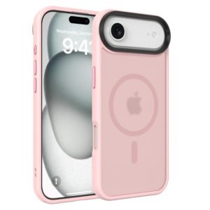 Custom pink magnetic matte phone case for iPhone Air, front and back view