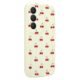 Custom Cherry Print Phone Case for Samsung Galaxy S26 in Cream Rear Angle View