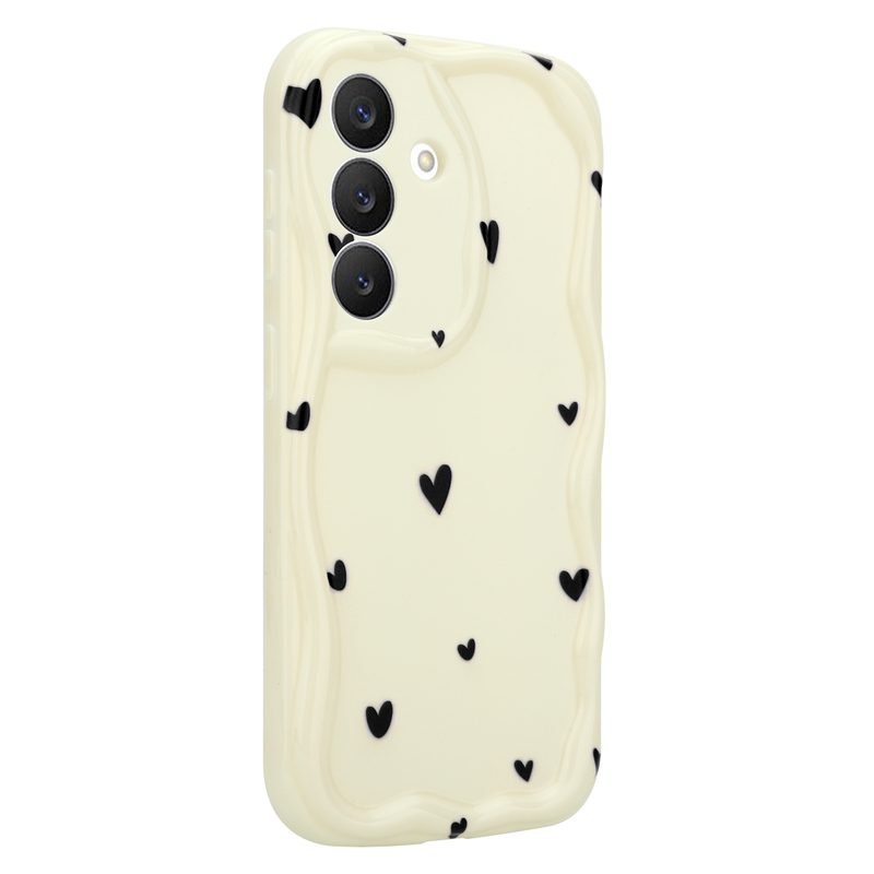 sj18-8-custom-black-heart-print-phone-case-for-samsung-galaxy-s26-cream-rear-angle-view Custom Black Heart Print Phone Case for Samsung Galaxy S26 in Cream Rear Angle View