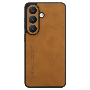 sj19-1-custom-leather-wrapped-phone-case-for-samsung-galaxy-s26-brown-back-view Custom Leather Wrapped Phone Case for Samsung Galaxy S26 in Brown Back View