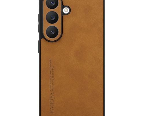sj19-1-custom-leather-wrapped-phone-case-for-samsung-galaxy-s26-brown-back-view Custom Leather Wrapped Phone Case for Samsung Galaxy S26 in Brown Back View