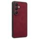 Custom Leather Wrapped Phone Case for Samsung Galaxy S26 in Red Rear Angle View