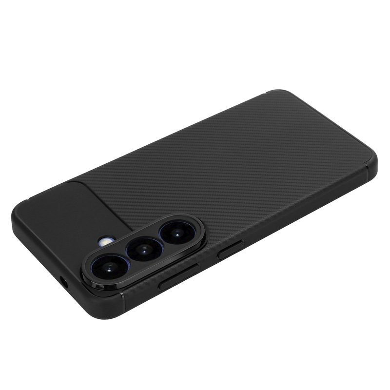 sj20-3-custom-carbon-fiber-tpu-phone-case-for-samsung-galaxy-s26-black-rear-angle-view Custom Carbon Fiber TPU Phone Case for Samsung Galaxy S26 in Black Rear Angle View