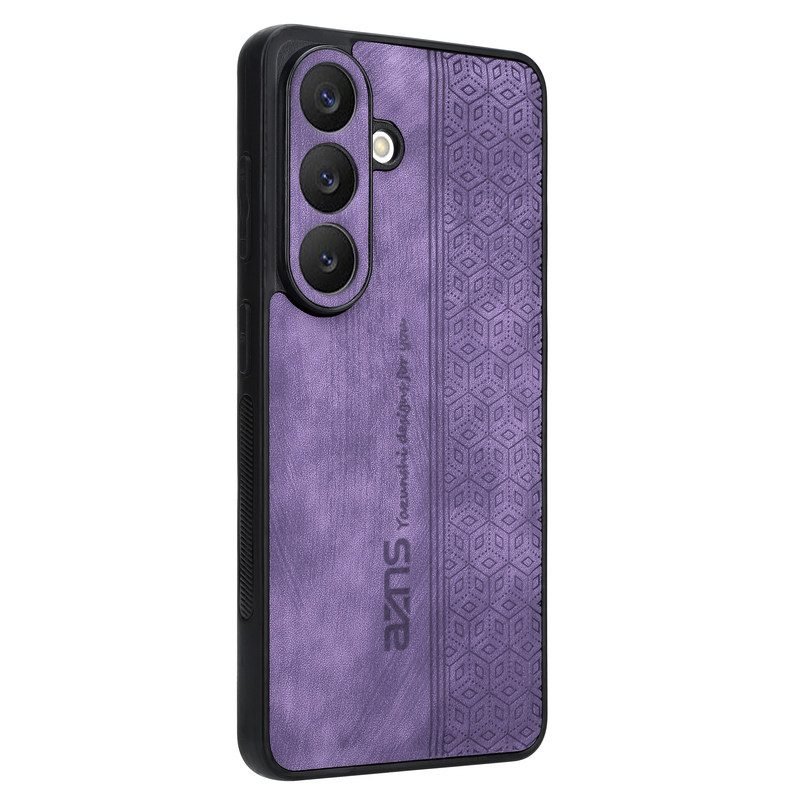 Custom Embossed Suede Phone Case for Samsung Galaxy S26 in Purple Rear Angle View