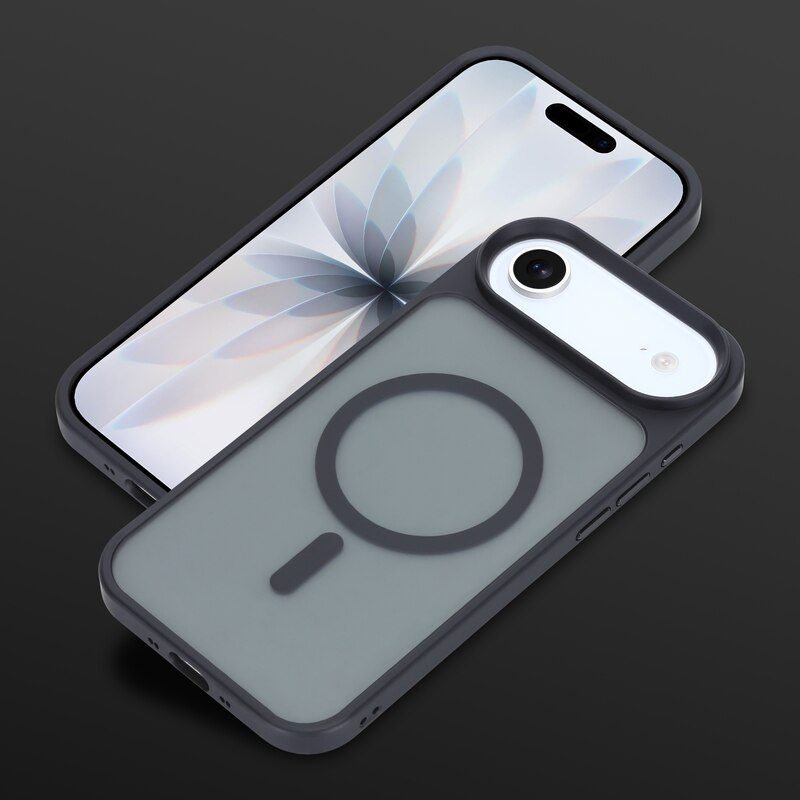 Black Magnetic Soft Touch Translucent Case for iPhone 17 Air Front and Back Product Display