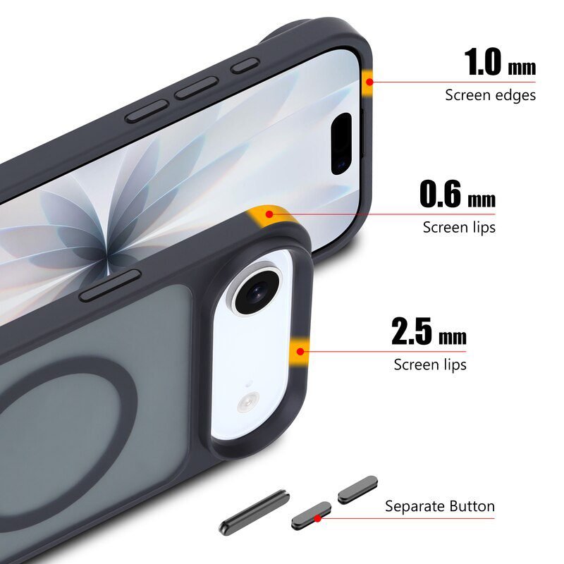 Black Magnetic Soft Touch Case for iPhone 17 Air with Raised Screen and Camera Protection