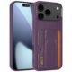 Wallet Card Holder Kickstand Case for iPhone 17 Pro Max in Purple Front and Back View