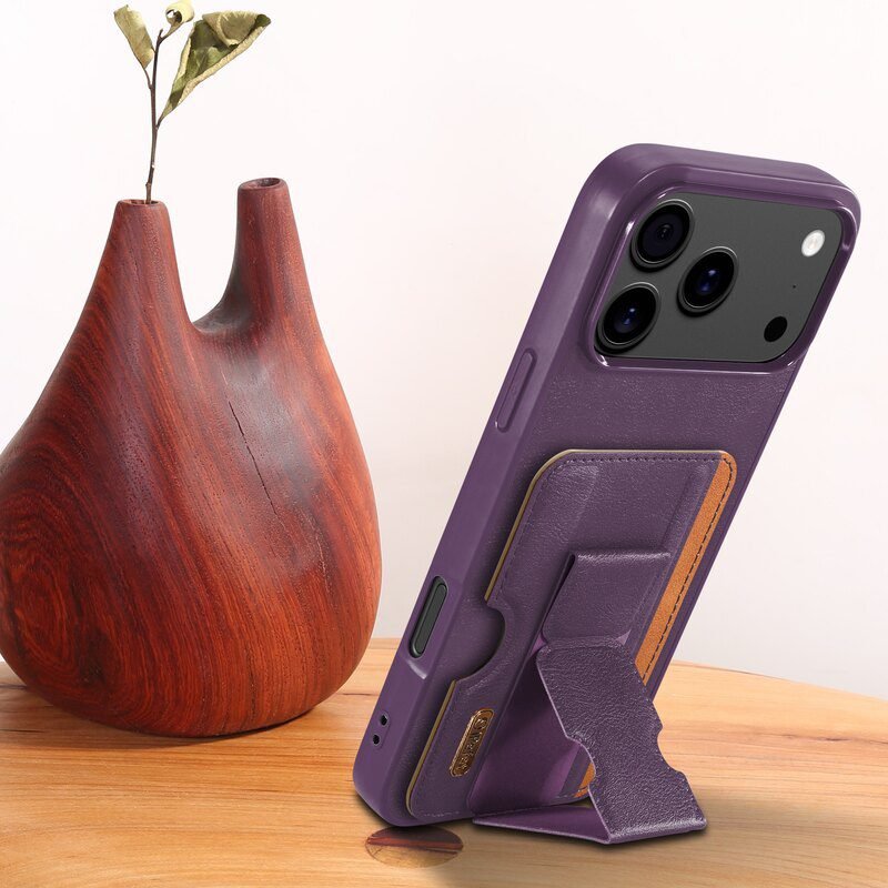 sj63-2-4-wallet-card-holder-kickstand-case-apple-iphone-17-pro-max-purple-vertical-kickstand Wallet Card Holder Kickstand Case for iPhone 17 Pro Max in Purple Vertical Kickstand Display