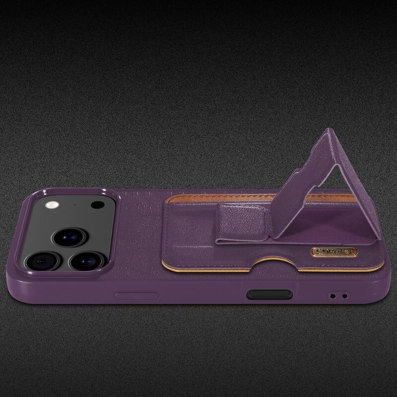 sj63-2-6-wallet-card-holder-kickstand-case-apple-iphone-17-pro-max-purple-folding-stand-side-view Wallet Card Holder Kickstand Case for iPhone 17 Pro Max in Purple Folding Stand Side View