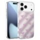 Pink Bow Patterned Feather Yarn Clear Protective Case for iPhone 17 Pro Max Front and Back Angle View