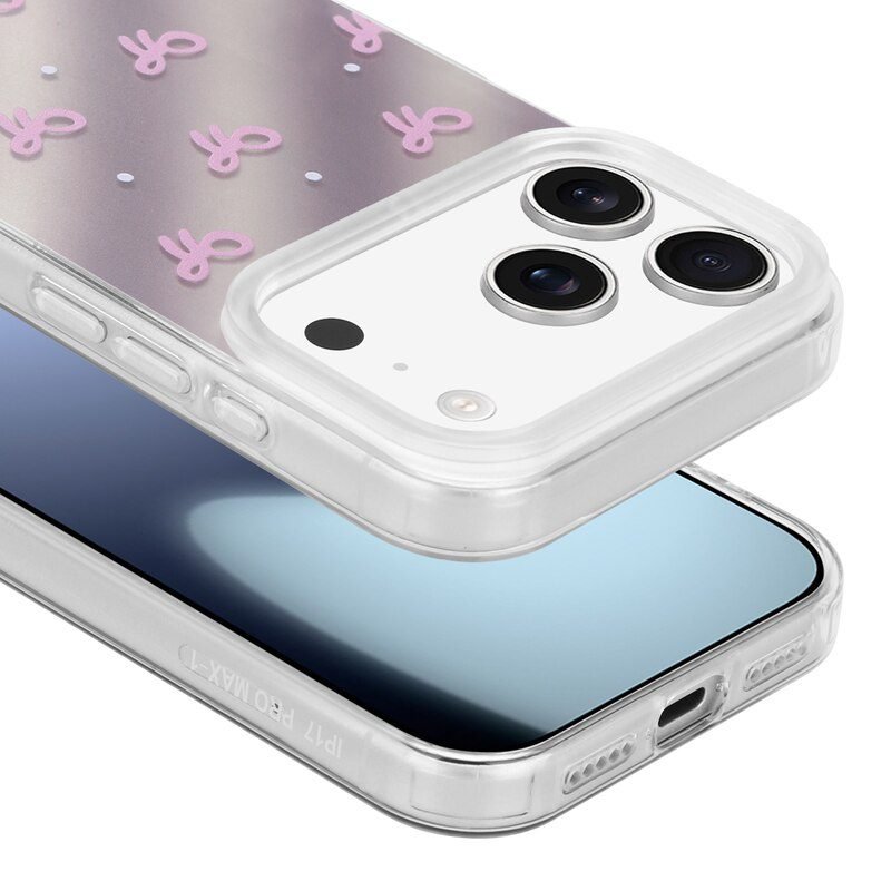 Pink Bow Clear Protective Case for iPhone 17 Pro Max with Camera and Port Protection