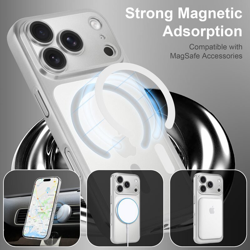 sj66-14-custom-electroplated-magnetic-clear-phone-case-for-iphone-17-pro-silver-strong-magnetic-attachment Custom Electroplated Magnetic Clear Phone Case for iPhone 17 Pro Silver Strong Magnetic Attachment