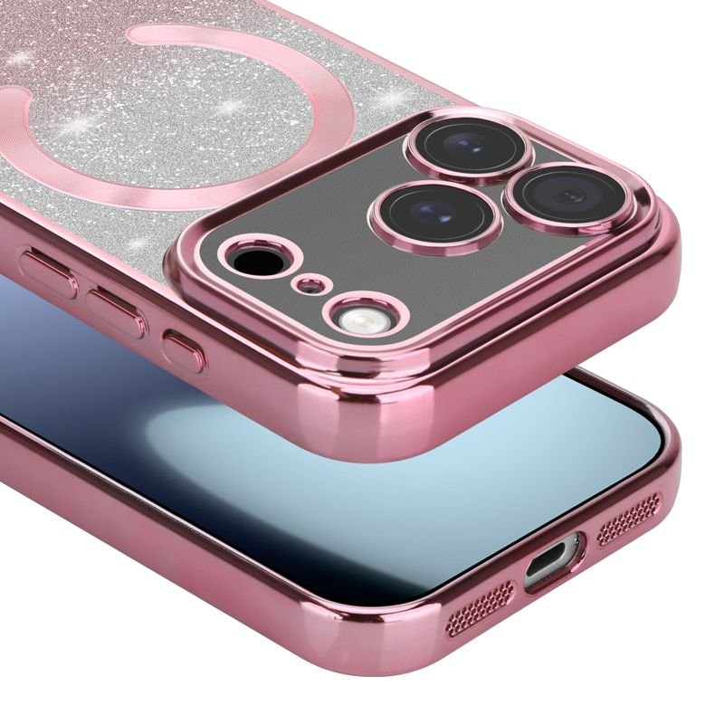 Custom Magnetic Glitter Electroplated Phone Case for iPhone 17 Pro with Camera Protection Detail
