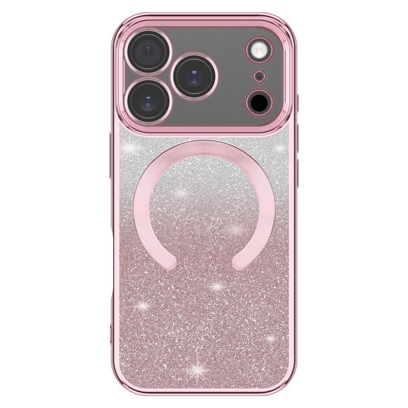 Custom Magnetic Glitter Electroplated Phone Case for iPhone 17 Pro with Wireless Charging Support