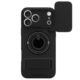 Custom Camera Cover Stand Case for iPhone 17 Pro Max in Black Front and Back View