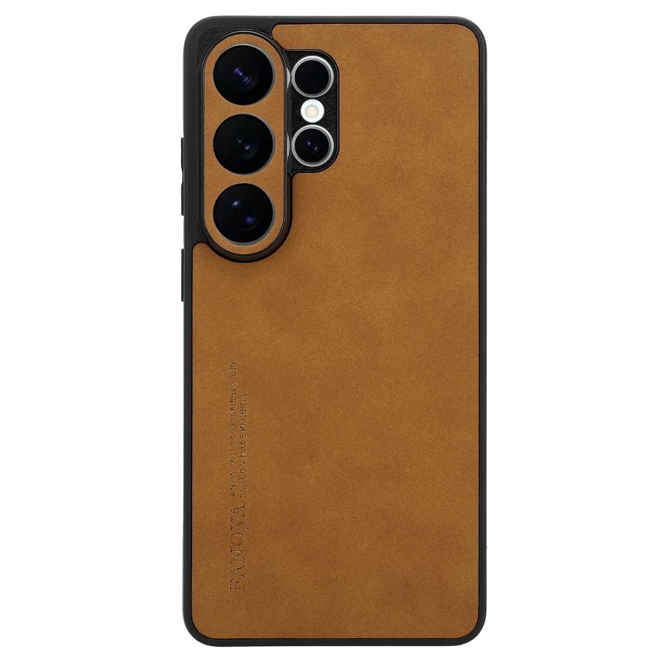 Custom Leather Phone Case for Samsung in Brown Back View