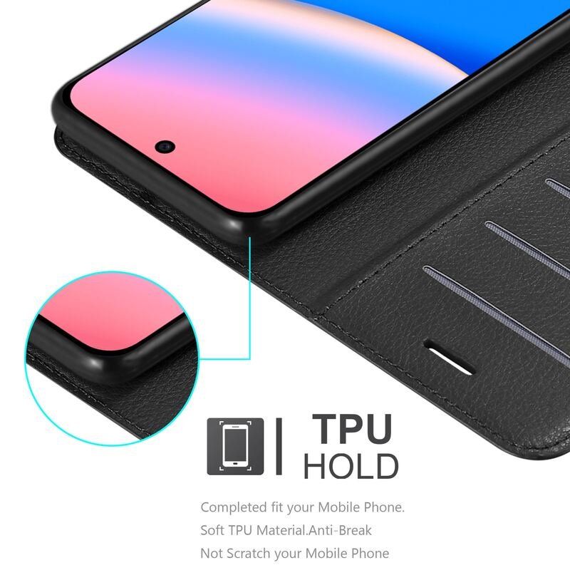 Google Pixel 10 leather folio phone case with flexible black TPU inner frame