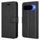 Black leather wallet phone case for Google Pixel 10 shown from front and back