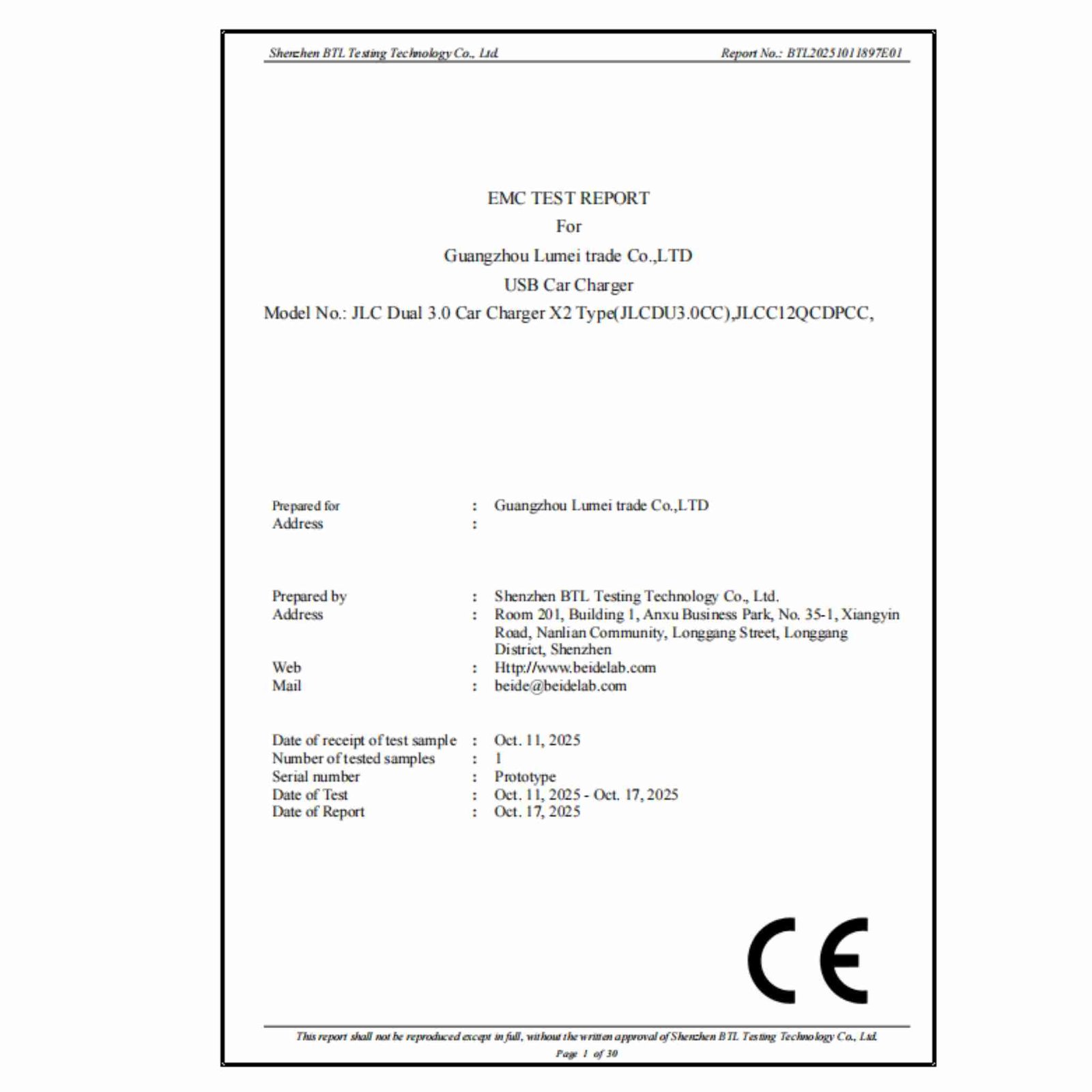 usb-car-charger-emc-test-report EMC test report for USB car charger product compliance