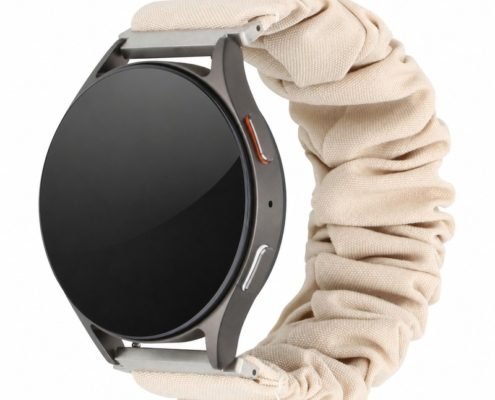 bd6-25-custom-plush-scrunchie-watch-band-for-samsung-galaxy-watch-7-beige-front-angle-view Custom Plush Scrunchie Watch Band for Samsung Galaxy Watch 7 Beige Front Angle View