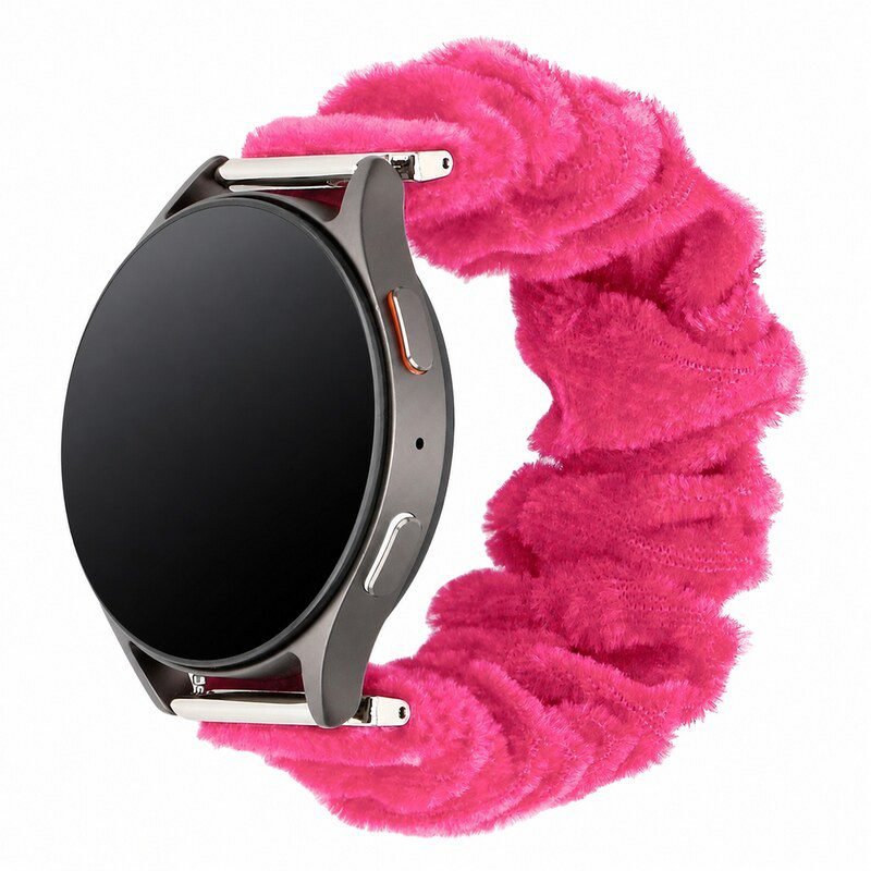 Custom Plush Scrunchie Watch Band for Samsung Galaxy Watch 7 Pink Front Angle View
