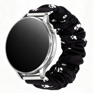 bd6-9-custom-plush-scrunchie-watch-band-for-samsung-galaxy-watch-7-black-paw-print-front-angle-view Custom Plush Scrunchie Watch Band for Samsung Galaxy Watch 7 Black Paw Print Front Angle View