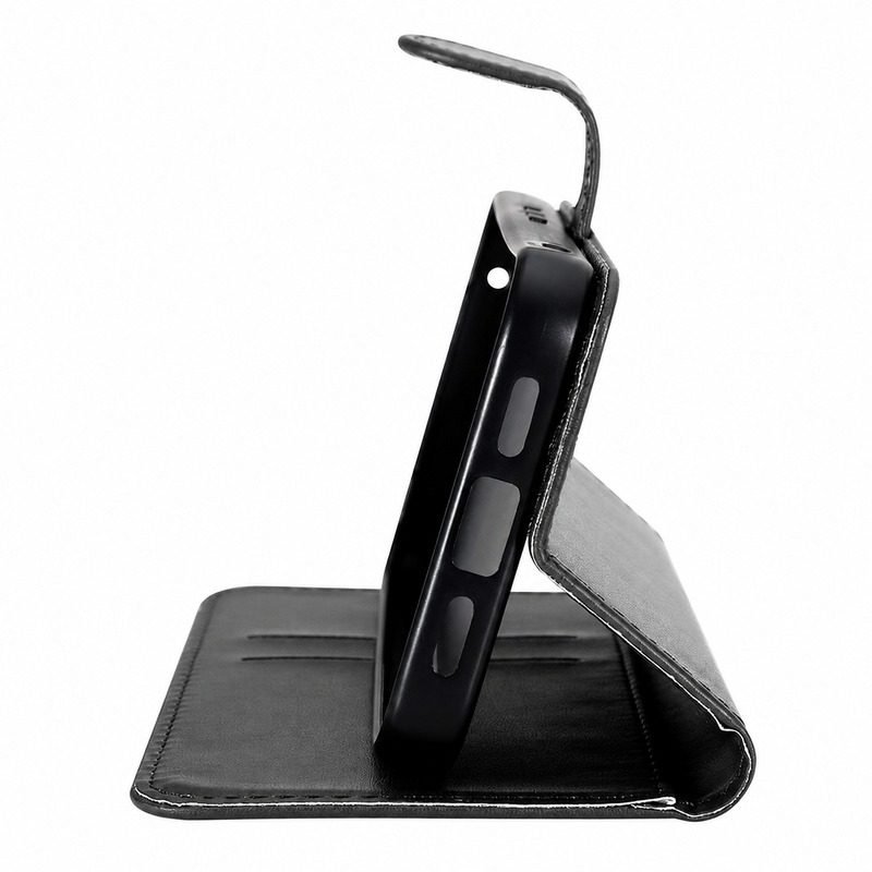 Black leather wallet case for Google Pixel 10a with stand function