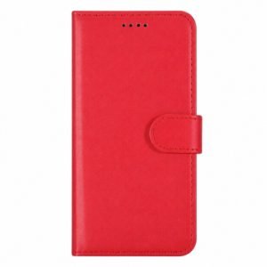 Custom red leather wallet case for Google Pixel 10a front view