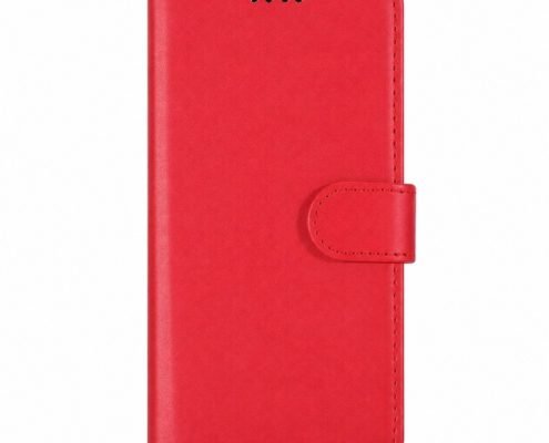 Custom red leather wallet case for Google Pixel 10a front view