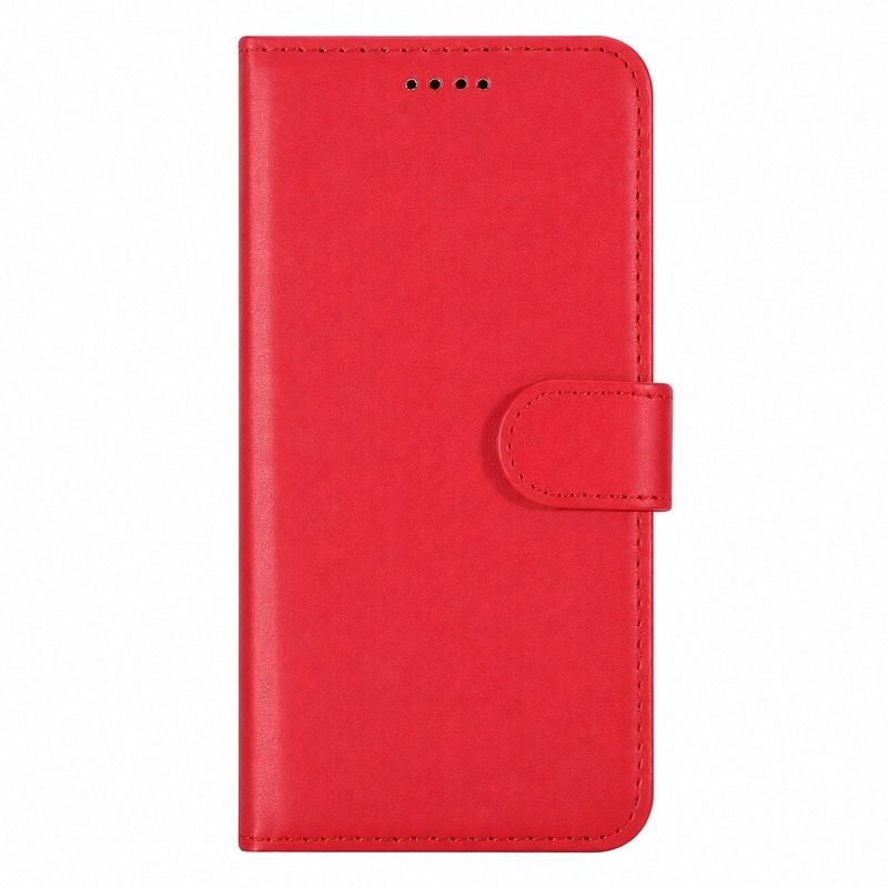Custom red leather wallet case for Google Pixel 10a front view